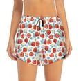 thumbnail image 2 of Xecao's Strawberries for a double-layer running short for women, perfect for gym, tennis, and more, featuring a convenient pocket., 2 of 9