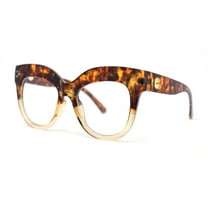 Nerdy Oversized Thick Plastic Horn Rim Blue Light Filter Computer Glasses Tortoise Beige