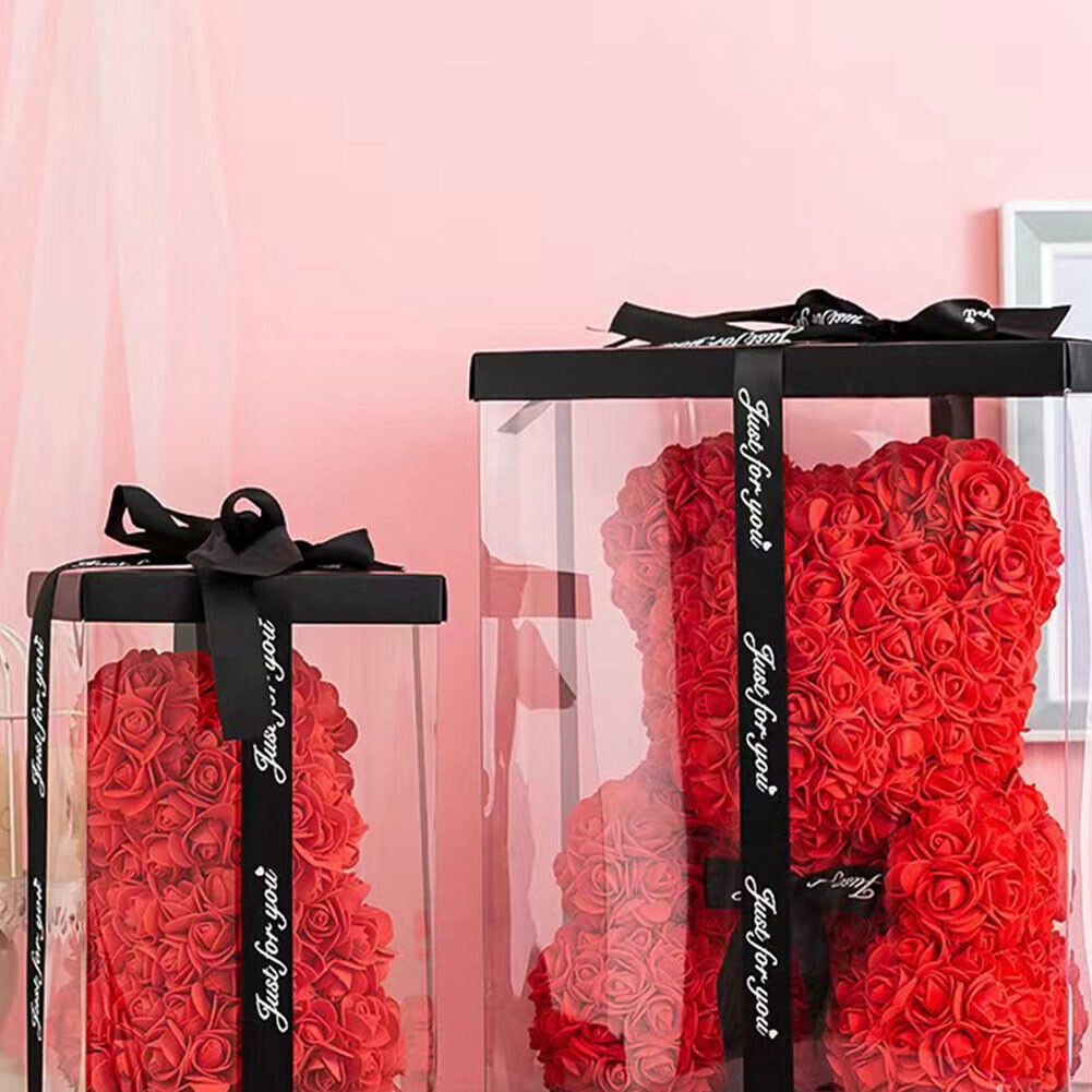 US1-2Pc 9.84Inch Flower Floral Foam Rose Teddy Bear Romantic Valentine'sDay Gift