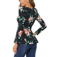 thumbnail image 4 of Allegra K Women's Printed Scoop Neck Long Sleeves Peplum Blouse, 4 of 6