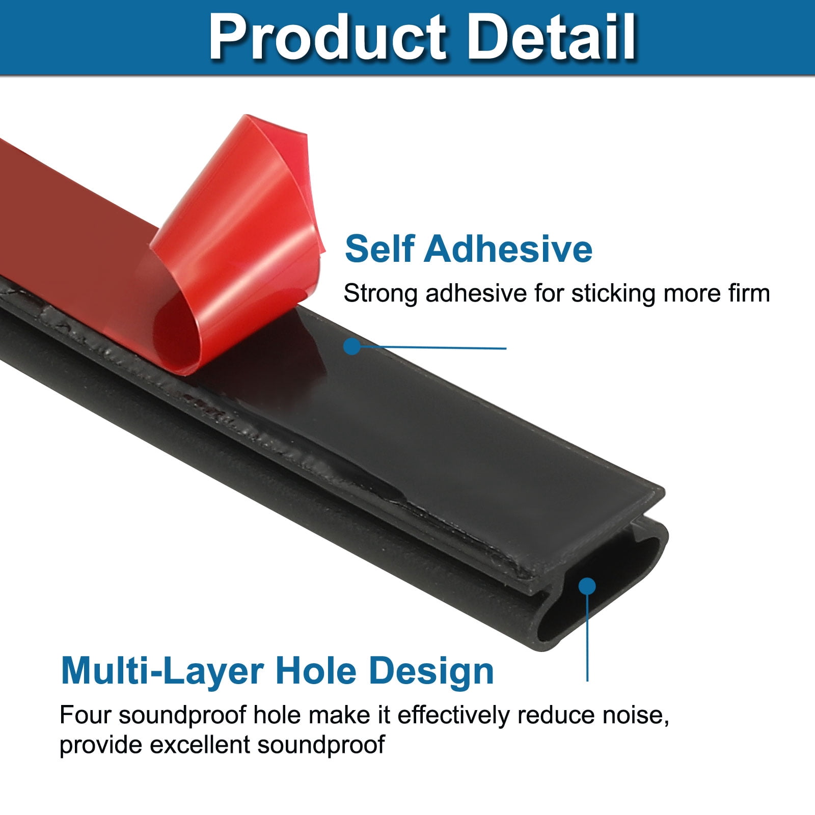 Uxcell 19.6 Ft D Shape Rubber Weather Stripping Door Seal Strip,  Black/Red
