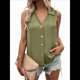thumbnail image 1 of Blusa Tipo Túnica Informal con Cuello en V y Botones, Sin Mangas, para Mujer Verde XXXL, 1 of 7