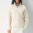 thumbnail image 3 of Czanzd Women's Oversized Sherpa Fleece Half-Zip Pullover Warm Stand Collar Side Pockets Fall Winter Outerwear(Beige,S), 3 of 5