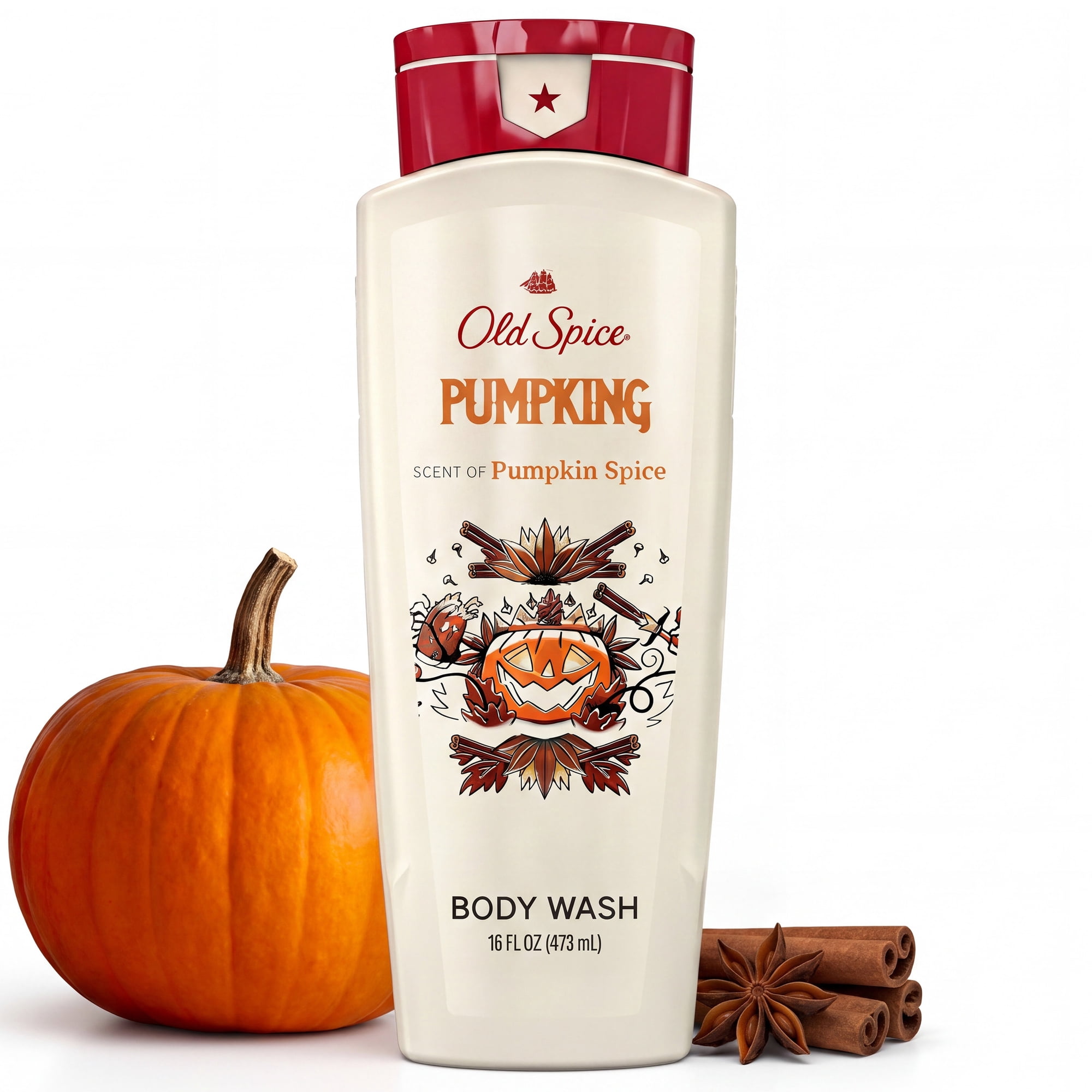 Old Spice Men's Body Wash, Pumpking, Scent of Pumpkin Spice, Long Lasting, Cleanse & Refresh, 16 fl oz