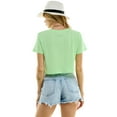 thumbnail image 5 of Women's Boxy Crop Top Round Neck Short Sleeve Casual 100% Cotton Cropped Tee T-Shirt, Baby Green, Small, 5 of 9