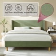 thumbnail image 4 of Zanmintaobo Full Corduroy Platform Bed Frame with 42.5" Upholstered Wingback Headboard, Metal & Wood Slats,No Box Spring Needed,Turtle Green, 4 of 8