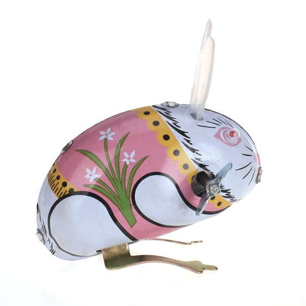 Vintage Wind Up Mr Rabbit Drummer Clockwork Metal Tin Toys Collectible Gift 