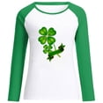 thumbnail image 4 of St. Patrick's Day Tshirt Women Clover Print Sweatshirt Long Sleeve Raglan Tees Baseball Tops Gift for Women, 4 of 6