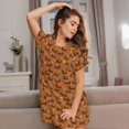 thumbnail image 3 of Fotbe Dachshund And Ball Bata de Dormir para Mujer con Estampado, Camisón de Algodón de Manga Corta, Ropa de Dormir Casual, 3 of 6