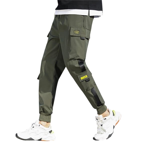 Vedolay Mens Work Pants Drawstring Straight Leg Pants Casual Loose Lounge Trousers Green,L