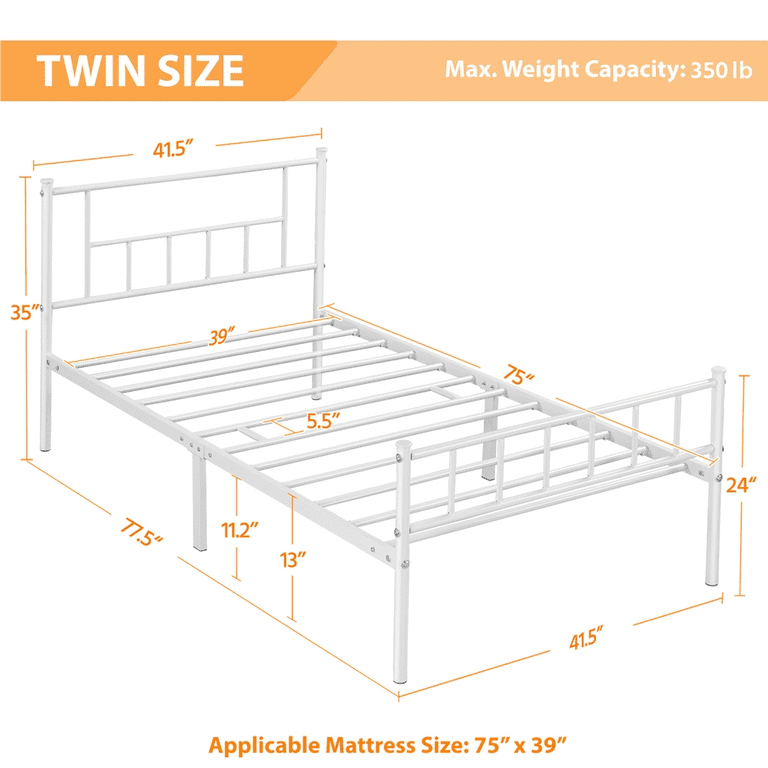 Standard twin deals bed frame size