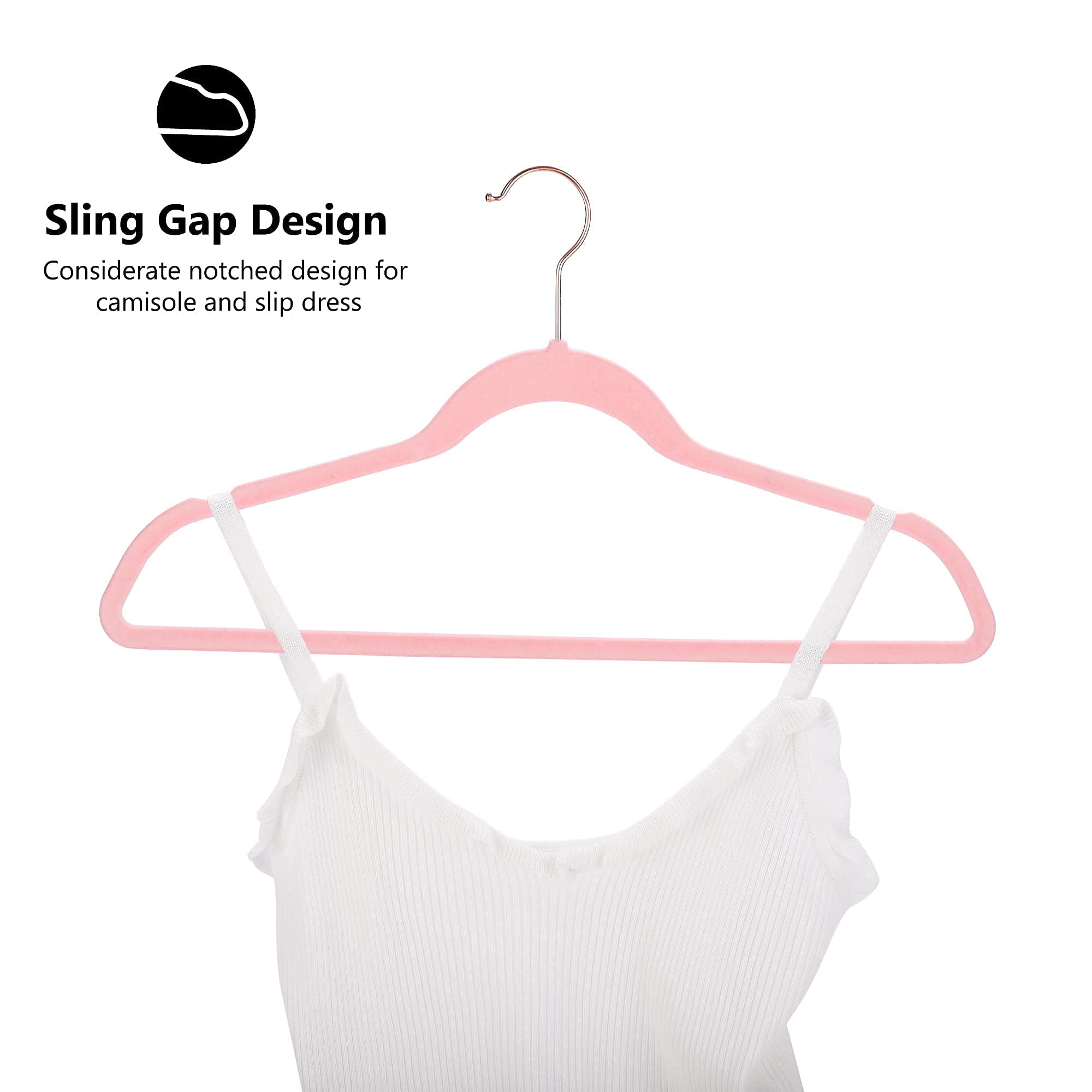 ACSTEP Velvet Clothes Hangers 60 Pack, Non-Slip Hangers with 360 Rotating Hook, Hangers for Clothes,Coat,Skirt,Pants, Pink