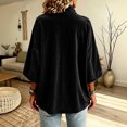thumbnail image 4 of GZMOALH Women's Velvet Quarter Zip Top, Mock Neck 3/4 Sleeve Loose Fit Casual Pullover Sweatshirt, 4 of 5