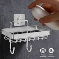 thumbnail image 4 of Soporte para jabonera para baño con gancho para esponja, soporte para jabón en barra para ducha montado en la pared, bandeja escurridora de jabón adhesiva, 4 of 8