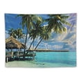 thumbnail image 5 of Nawypu  Beach Tapestry, Empty Hammock Between Palm Trees Beach with Vibrant Summer Sky Picture, Fabric Wall Hanging Decor for Bedroom Living Room Dorm, 40" X 60", Coconut Blue, 5 of 6
