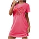thumbnail image 2 of Camisón corto de mujer, vestido de largo medio con estampado de moda, camisón corto extragrande de mujer, camisón de manga corta con estampado de pecho a la moda, camisón de mujer, 2 of 6