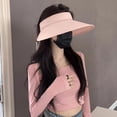 thumbnail image 4 of Holzkary Sun Visor Hats for Womens Uv Upf 50+ Wide Brim Beach Hat Foldable Visor for Womens Womens Outdoor Sun Hat Solid Color Cool Casual Elegant Adjustable Sun Hat Pink One Size, 4 of 8