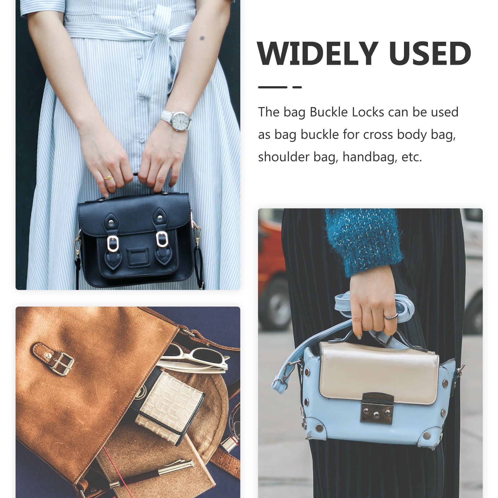 Fermoirs De Sac En Métal - Lot De 4, Noir - Pour Sacs à Main, Sacs à Dos, Artisanat Cuir - 9