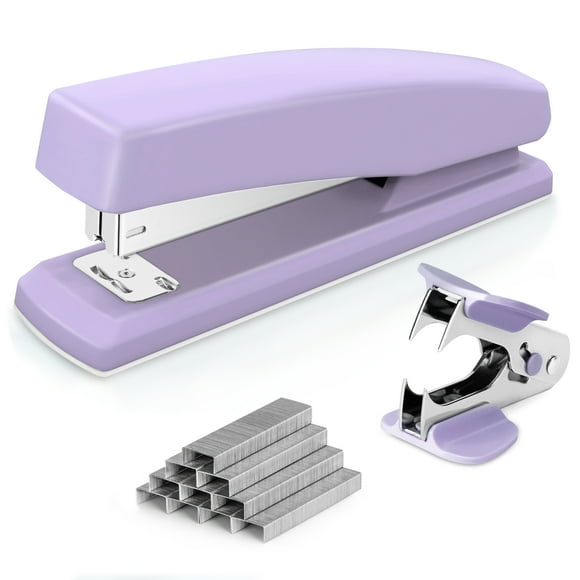Deli Agrafeuse, Agrafeuse de Bureau, Agrafeuse de Bureau, Capacité de 20 Feuilles, Comprend 1000 Agrafes et un Dénoyauteur d'Agrafes, Violet
