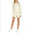 thumbnail image 3 of Wildfox Women's Relaxed Fit Super-Soft Sweatshirt & Short Lounge Set (Oatmeal Hearts, XXL), 3 of 5