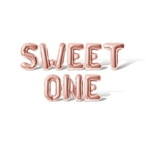 Letter Balloons - SWEET ONE 16" Inch Alphabet Letters Foil Mylar Balloon Birthday Party Banner (Rose Gold)