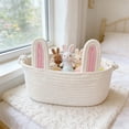 thumbnail image 5 of Easter Cute Bunny Ear Shaped Handwoven Storage Basket, Premium Desktop Organizer for Makeup, Keys and Snacks, Multi-Use Small Storage Bin for Easter Home Decor, Dorm and Office Daily Organization, 5 of 6