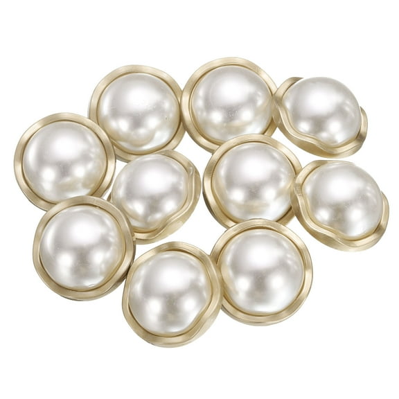 Uxcell 10pcs 36L Pearl Gold Metal Sewing Buttons 23mm 7/8" Round Women Coat Buttons with Plastic Shank Replacement DIY Button for Sewing Clothing Sweater Decoration Craft, #9