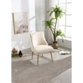 thumbnail image 2 of Velvet Upholstered Dining Chair Leisure Chairs Upholstered Side Chairs with Metal Legs for Living Room, Contemporary Style Beige, 2 of 7