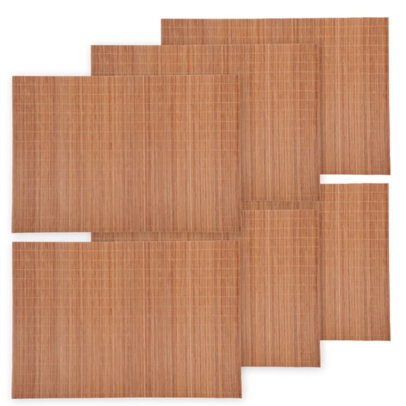 BambooMN Matchstick Placemats - 18" x 13" - Skinny Brown - 6 Mats