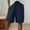 Navy, variant on Sakmal Women Shorts Drawstring Blue Elastic Bermuda Solid 9" High Waisted Shorts with Pockets