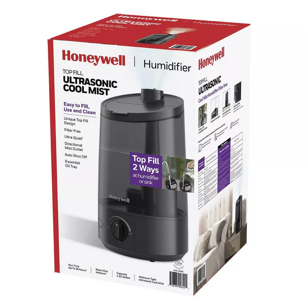 Honeywell 1.25 gal Ultrasonic Cool Mist Humidifier, Black
