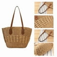 thumbnail image 4 of LULU Straw Shoulder Tote Bag for Women Women's Straw Shoulder Bag Large Rattan Woven Totes Summer Travel Beach Handbag Handmade Top Handle Purse.(Beige), 4 of 10