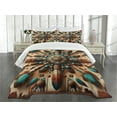 thumbnail image 3 of Ambesonne Rustic Quilted Bedspread Set 3 Pcs, Ethnic Southwestern Feathers, King Size, Redwood and Dark Turquoise, 3 of 5
