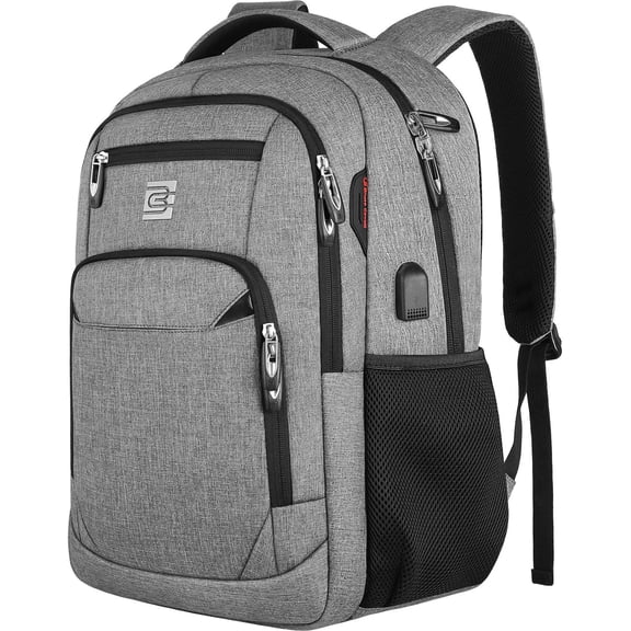 17 Inch Laptop Backpack, Business Anti Slim Durable Laptops Backpack with Port, Water Resistant College Computer Bag Gifts for Men & Women Fits 15.6 Inch Notebook-Grey