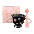 thumbnail image 2 of Taza de café de cerámica estética para , leche, cacao, café, taza floral femenina, regalo de cumpleaños de Valentín para mujeres y niñas. Negro, 2 of 8