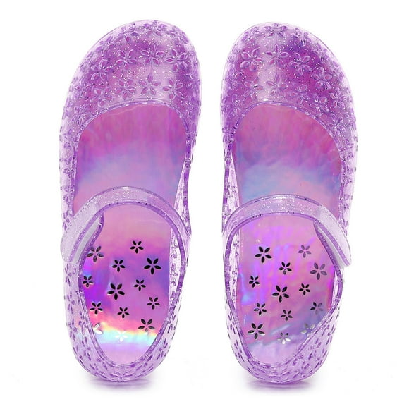 PMVFHDE Girls Slippers Princess Shoes Girls Sandals Jelly Mary Jane Dance Party Cosplay Shoes For Kids Toddler Girl Clothes Purple,27