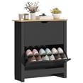 thumbnail image 1 of HOMCOM Armoire à Chaussures Étroite avec 2 Tiroirs Basculants Tablettes Ajustables, Noir, 1 of 10