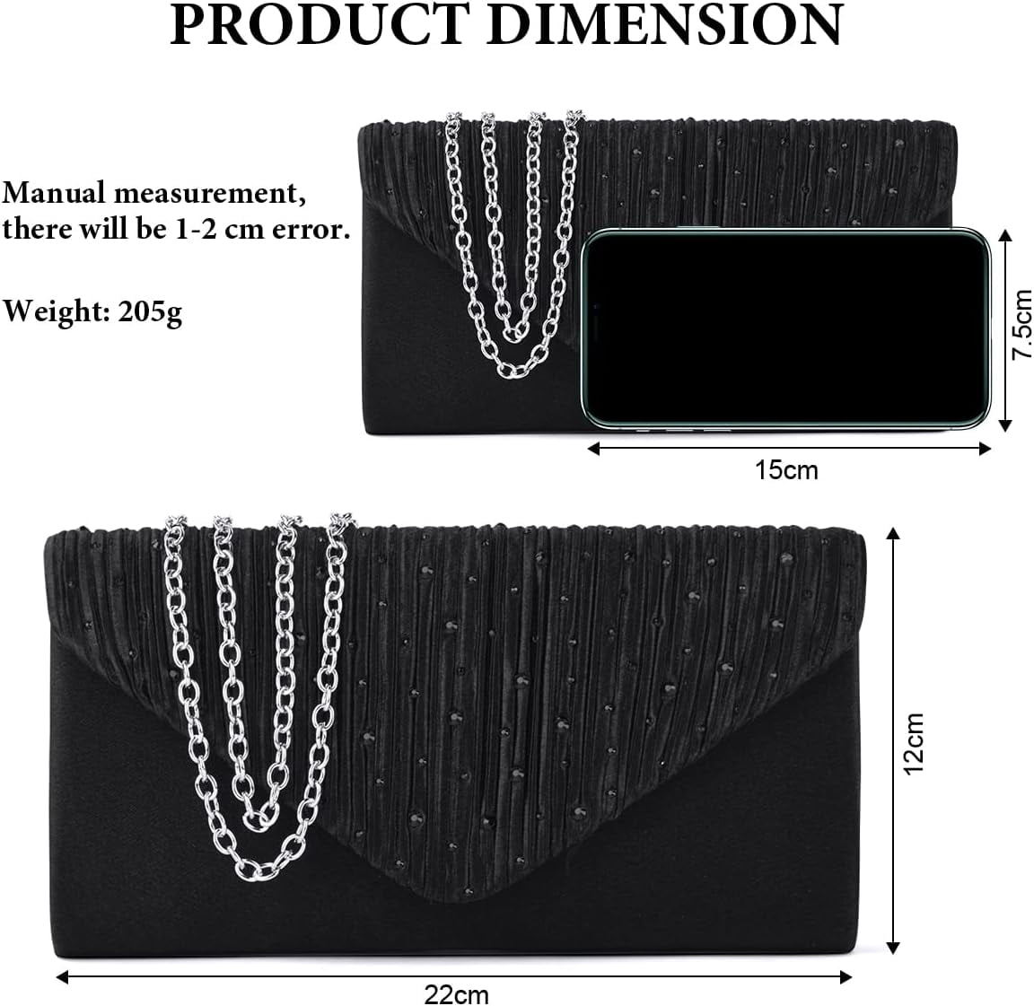 SONGAU Clutch Purses For Women, Satin Envelope Evening Purse, Formal Party Clutches With Detachable Chain Strap, Stylish Crossbody Shoulder Clutch Bag Wedding Purses Cocktail Prom Handbags