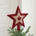 thumbnail image 4 of Cinvoph Christmas Star Tree Topper with Sequin for Holiday Decorations, Velvet Shatterproof Xmas Tree Decoration Ornament for Home Party Indoor Outdoor Decor 8" Red A, 4 of 6