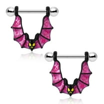 OUFER Nipple Rings Piercing Women 14G Black Plated Stainless Steel Halloween Bat Nipple Barbell Piercing Jewelry
