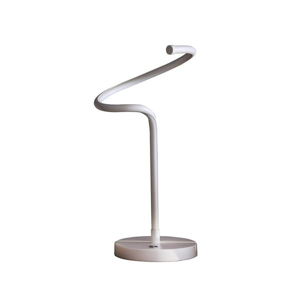 19" In Led Matte White Curvilinear S-Curve Spiral Tube Led Table Lamp
