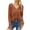 Brown, variant on Honeeladyy Women Casual Fashion V-Neck Solid Color Long Sleeve Tops Affordable Long Sleeve