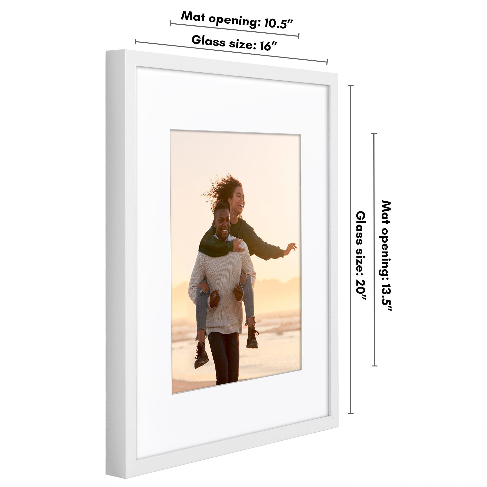 Americanflat 16x20 Picture Frame with Polished Plexiglass with 11x14 Mat Display Photo Soho Collection - White