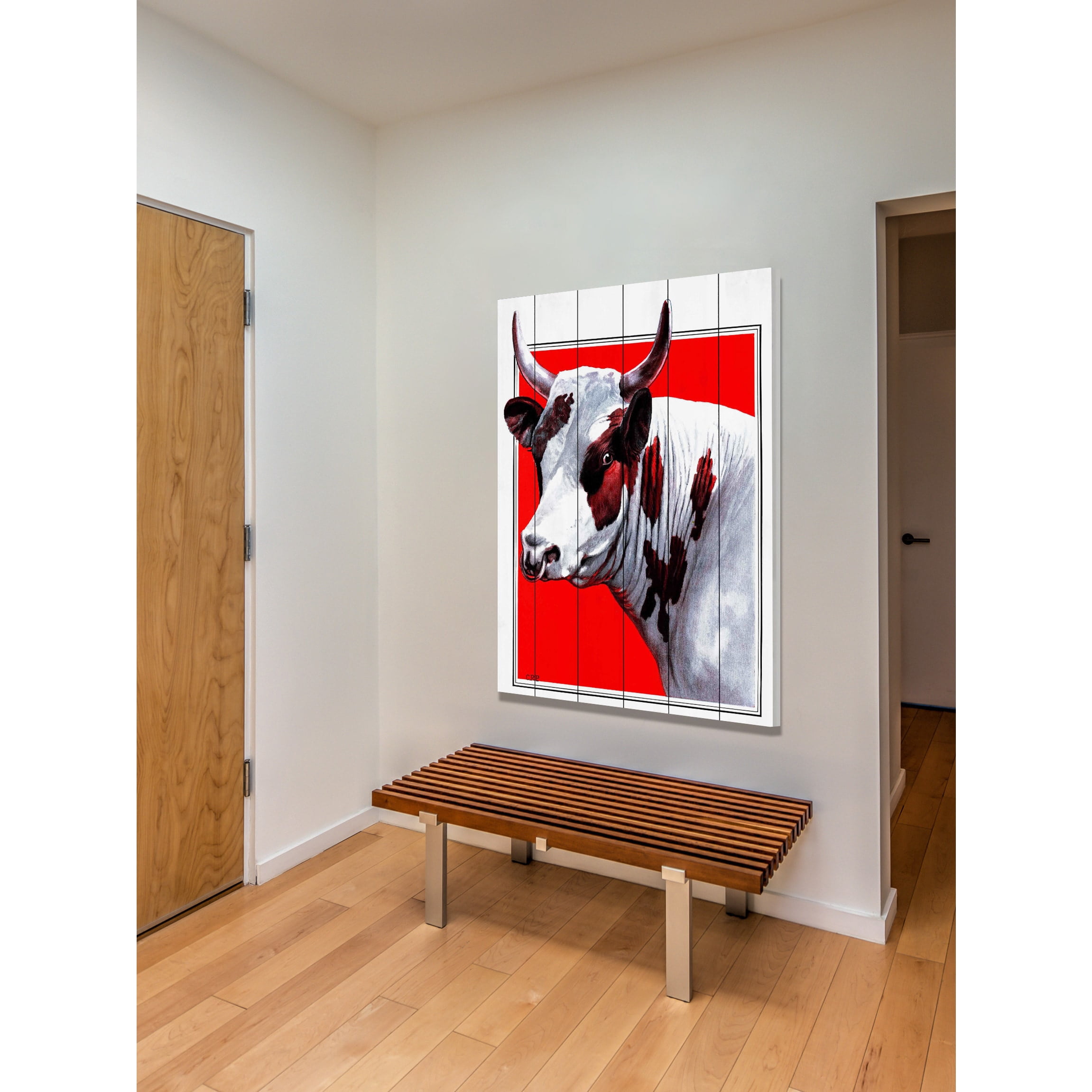 "Journal Bull" Painting Print on White Wood