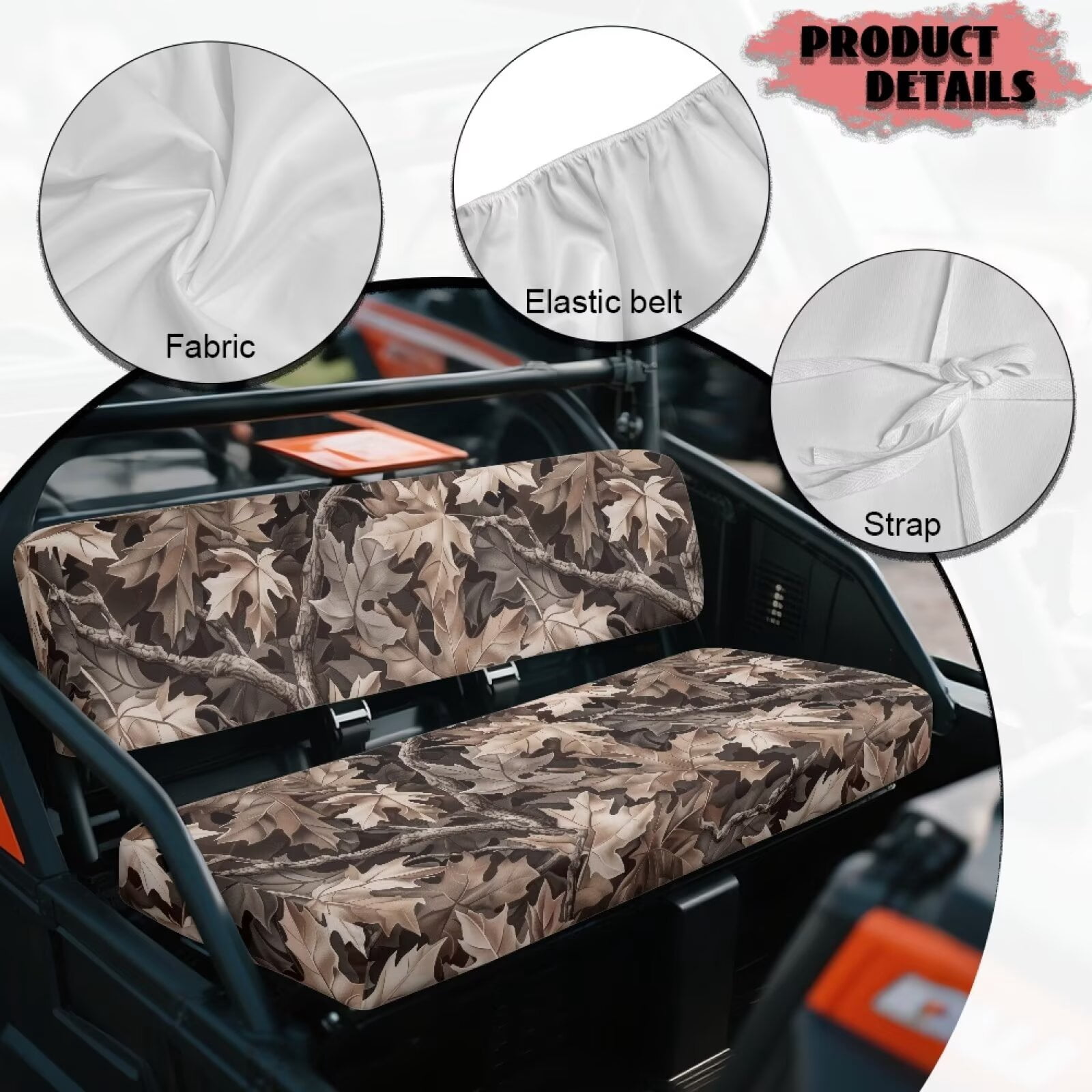 XYZCANDO Brown Camo Forest UTV Seat Covers Compatible with Kawasaki Mule 4000 Set of 2 Replacement UTV Seats Accessories Easy-Clean Bench Seat Covers Accessories Anti-Slip