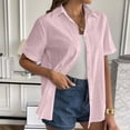 thumbnail image 2 of Women Linen Shirt Casual Short Sleeve V Neck Blouse Button Down Top Summer Beach Comfortable Lightweight Breathable Stylish Tunic, 2 of 2