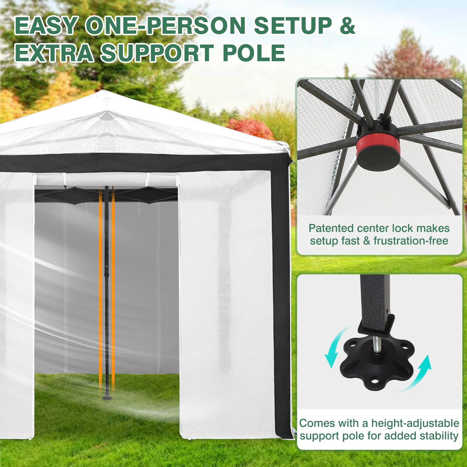 EAGLE PEAK 8x12 Portable Walk in Greenhouse , Heavy Duty Pop Up Green House, Front Roll Up Zipper Entry Door and Mesh Windows, Gray/White
