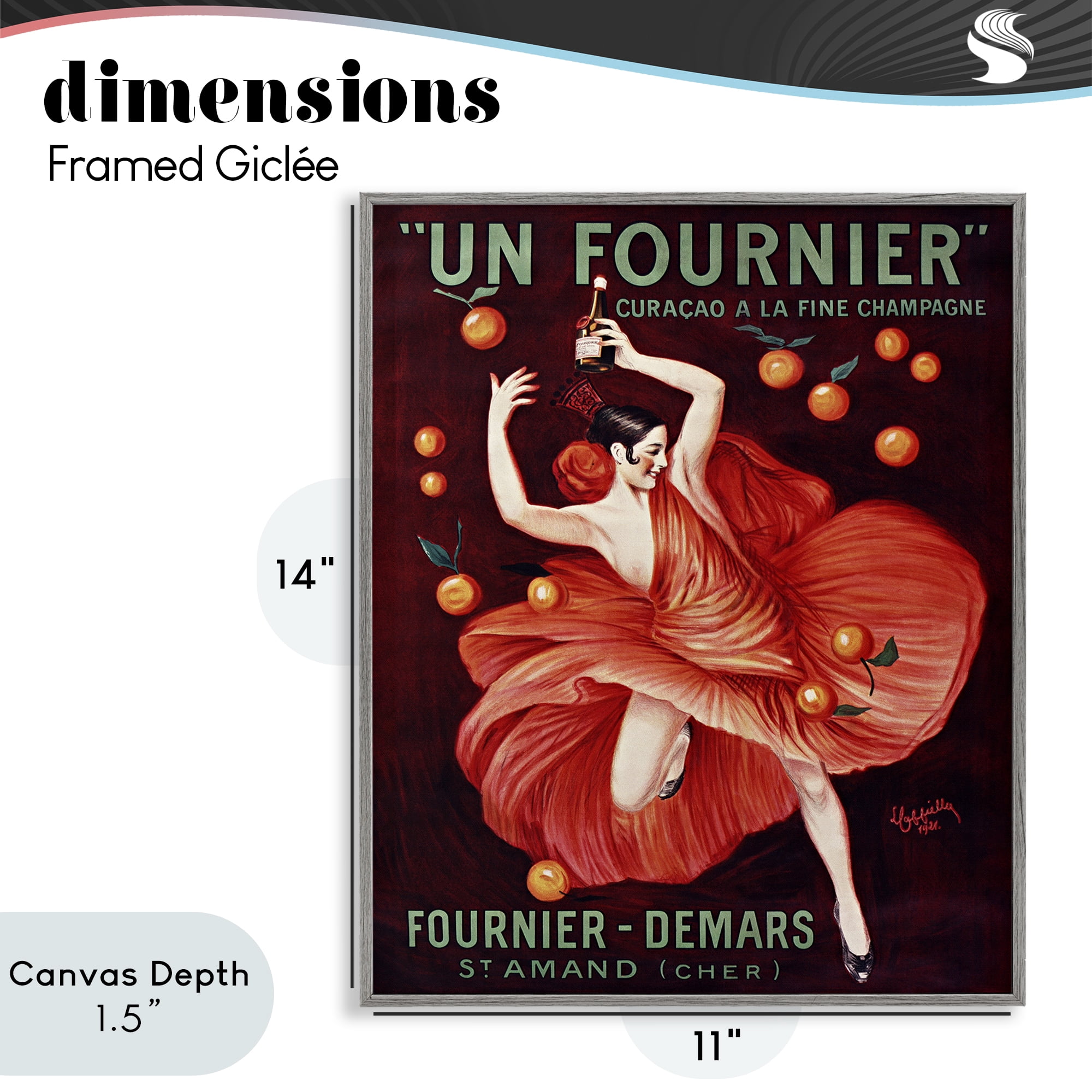 Stupell Industries Vintage Champagne Dancer in Red Gray Framed Giclee Art, design by Leonetto Cappiello