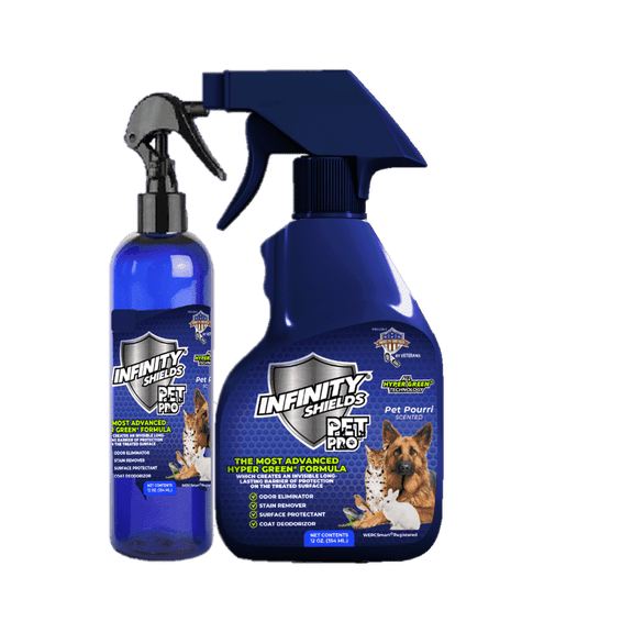 Infinity Shields PetPro, Pet-Safe, Odor Eliminator, Surface Protectant Spray, 8 oz & 12 oz Twin Pack, Fresh & Clean Scent