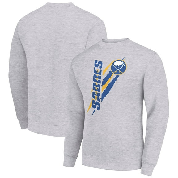Men's Starter Heather Gray Buffalo Sabres Color Scratch Pullover Sweatshirt